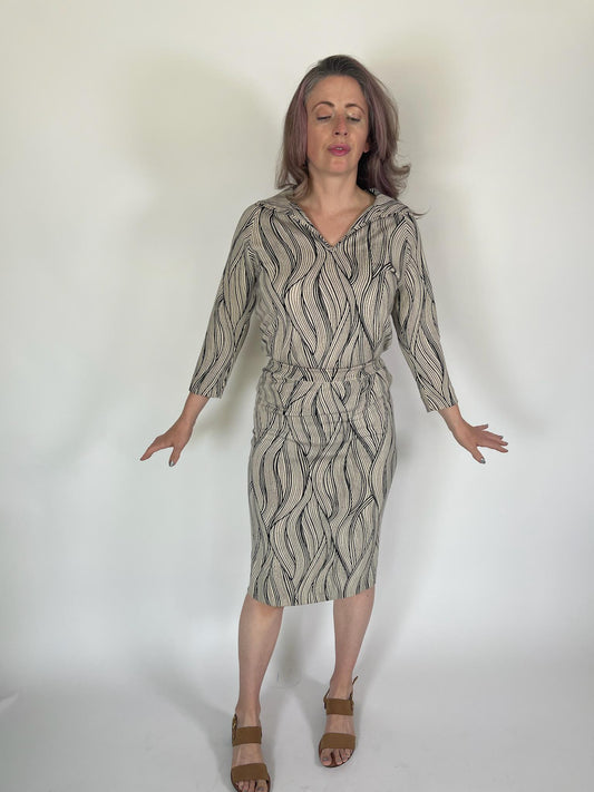 Vintage 60s 70s Goldworm Black & White Skirt Set - Fits Size XS-M, Possibly L