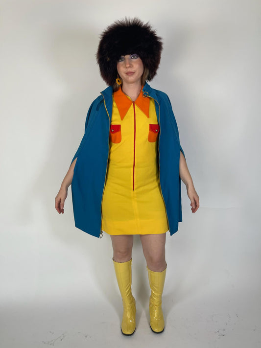 Vintage 60s 70s "Cos Cob" Yellow And Orange Dress - Fits Size XS-M