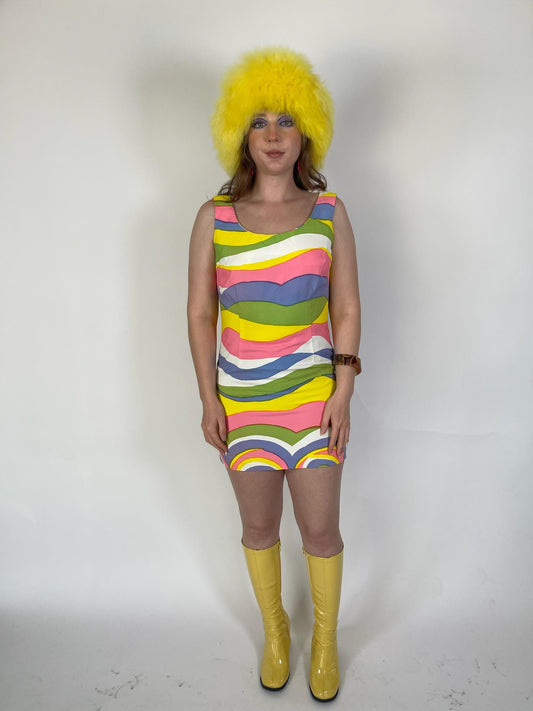 Vintage 60s "Loomtogs" Pastel Stripe Dress - Fits Size XS-S