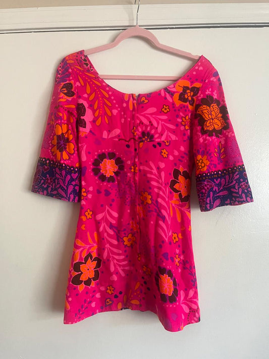 Vintage 60s "Mildred's Of Hawaii" Corset Front Mini Dress - Fits Size XS-S