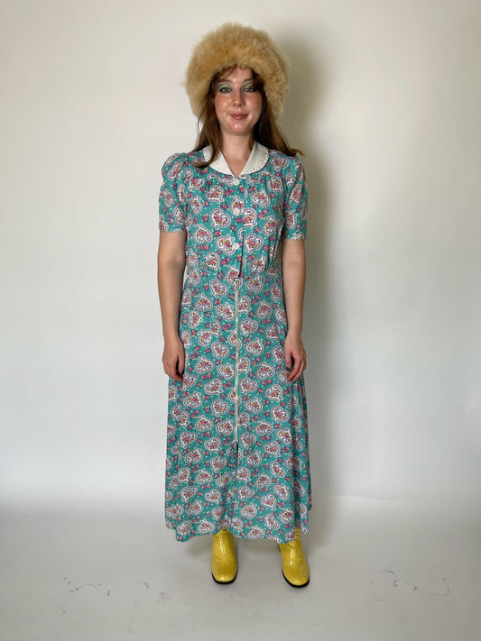 Vintage 40s 50s Pajama Cotton Jumpsuit - fits size S-M, Possibly L