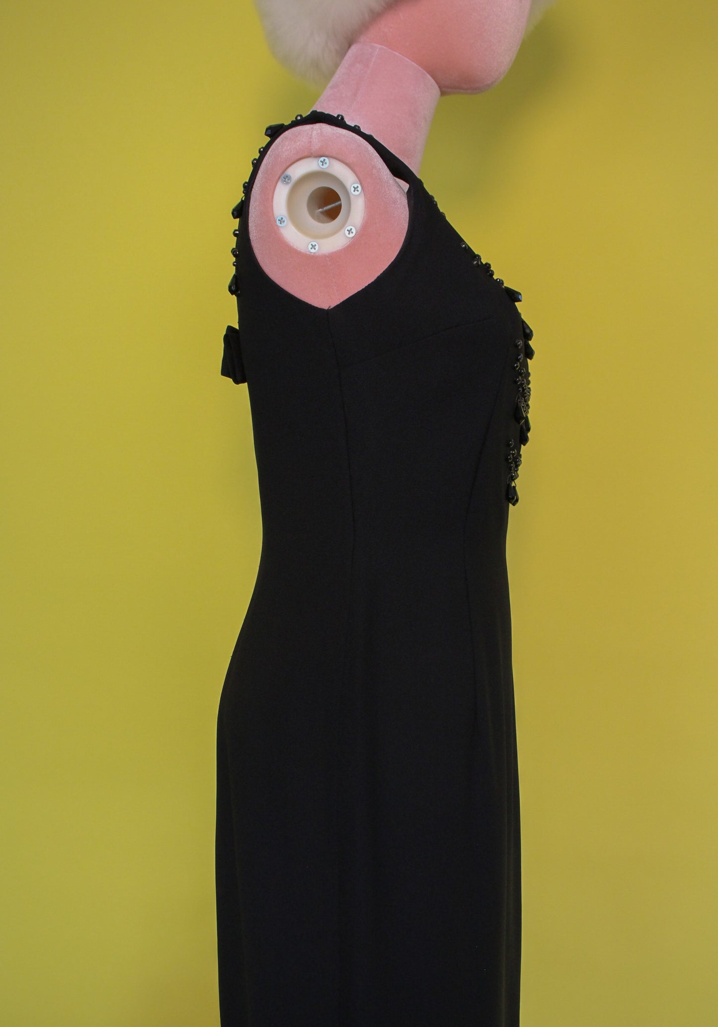 Vintage 60s Black Teardrop Beaded Wiggle Dress Best Fits Size S