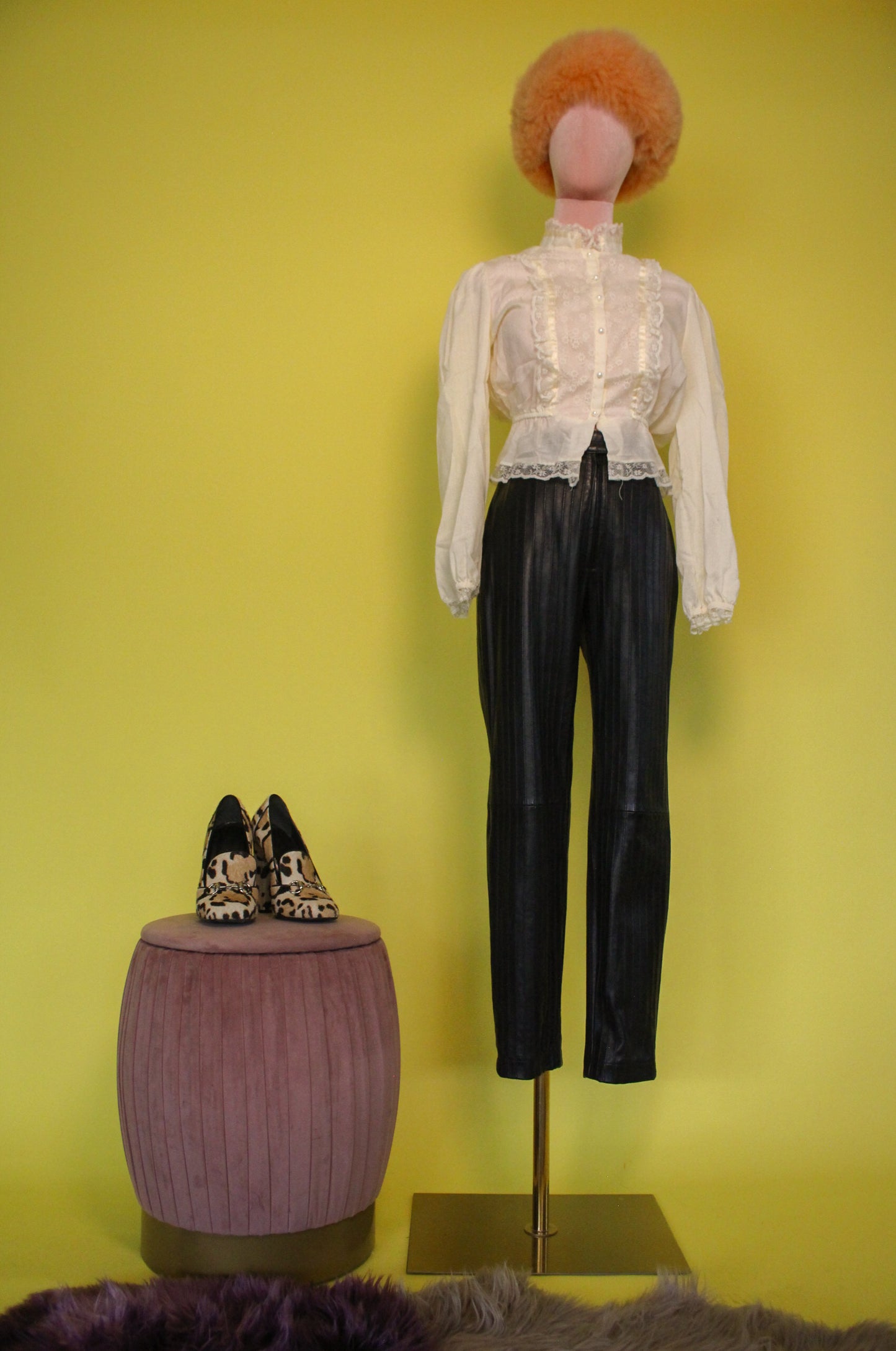 Vintage 80s "Caché" Stripe Texture Leather Pants Best Fits Size XS-S