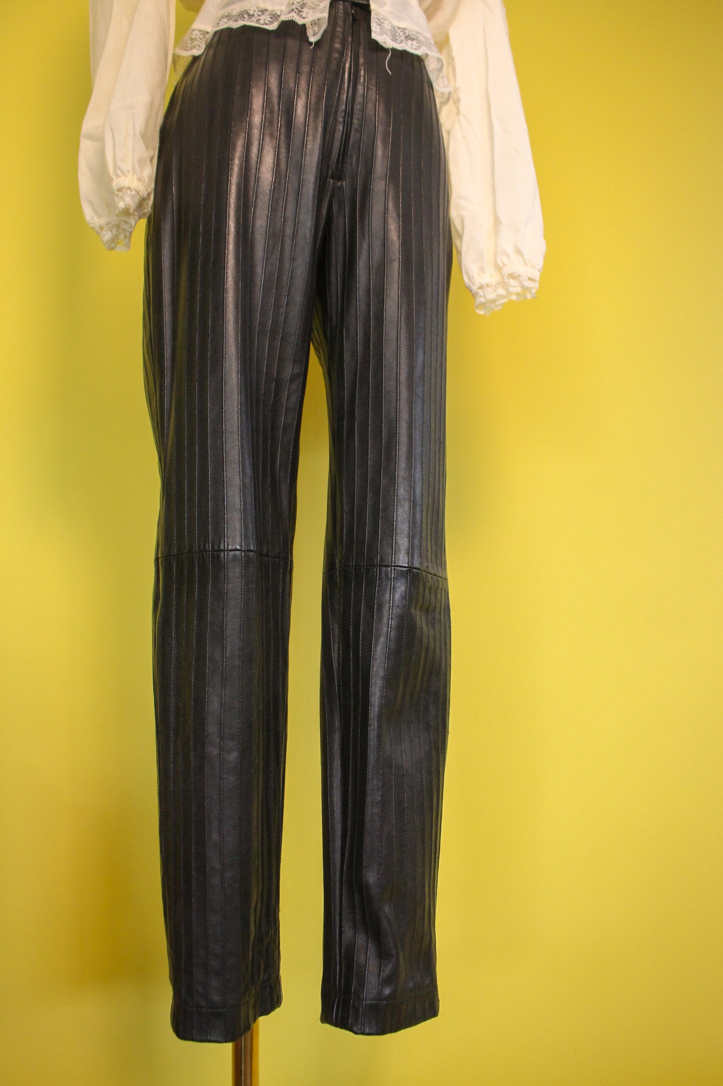 Vintage 80s "Caché" Stripe Texture Leather Pants Best Fits Size XS-S