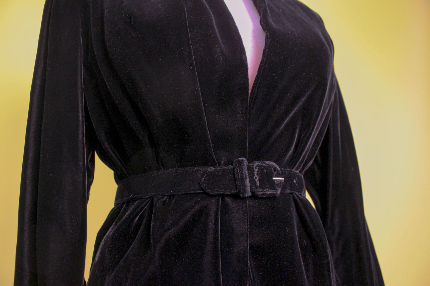 Vintage 70s 80s Black Velvet 3-Piece Pant Suit Best Fits Size S-M