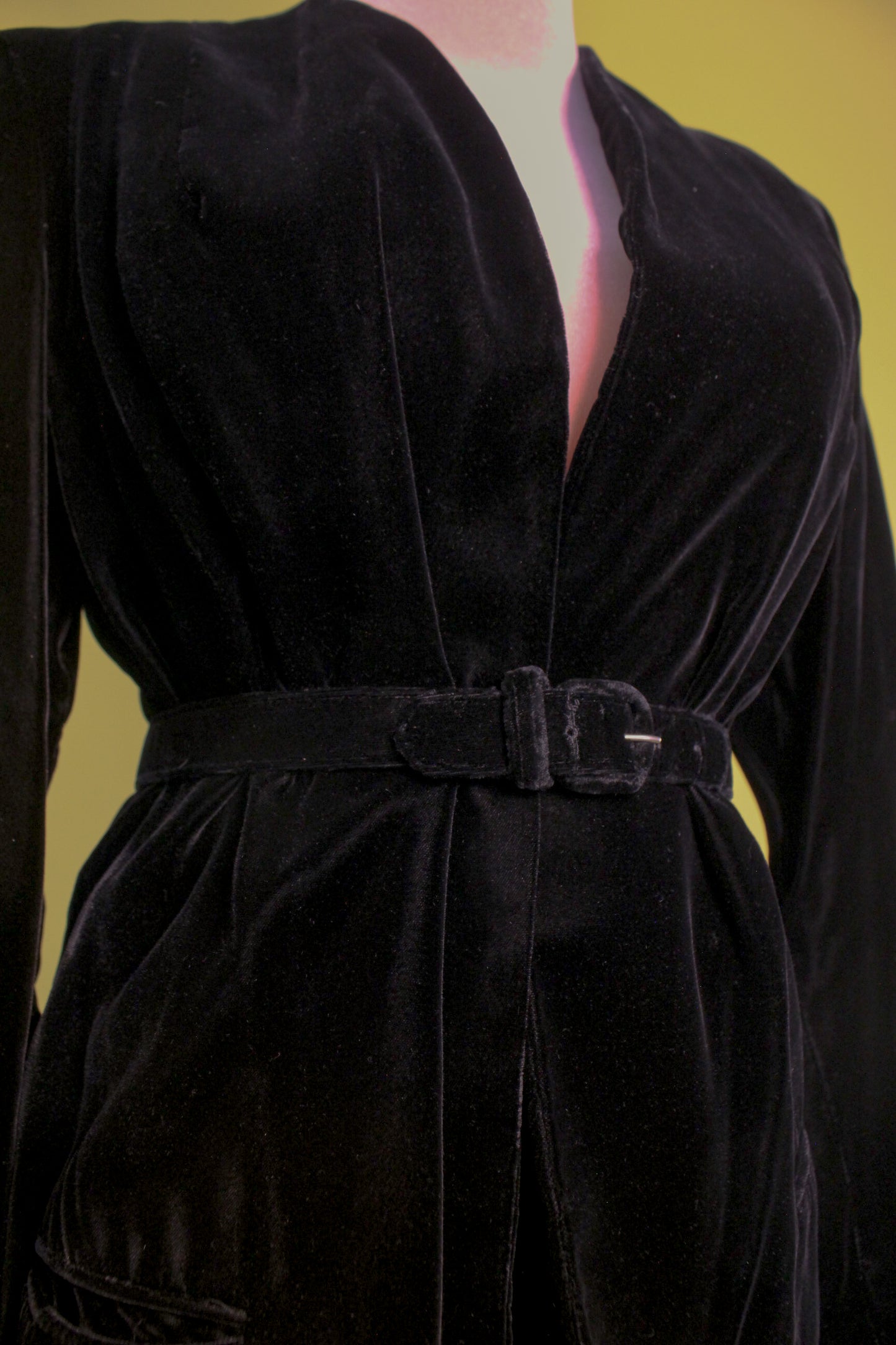 Vintage 70s 80s Black Velvet 3-Piece Pant Suit Best Fits Size S-M