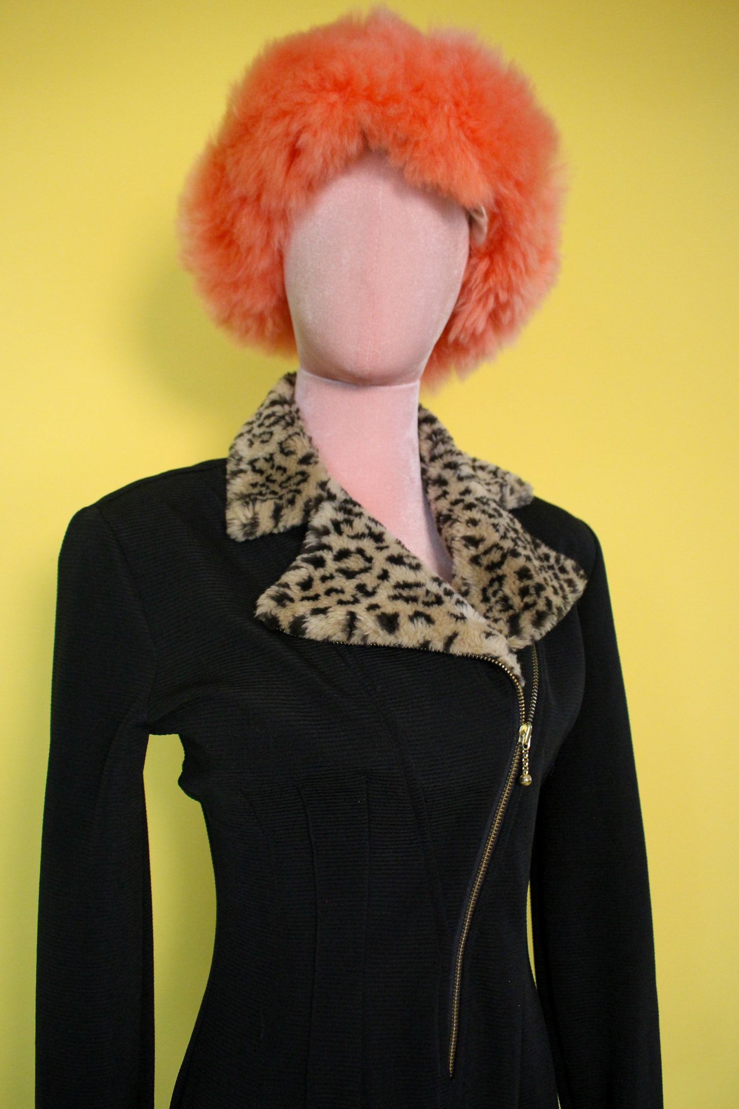 Vintage 80s 90s "Joseph Ribkoff" Leopard Faux Fur Stirrups Jumpsuit Best Fits Size S-M