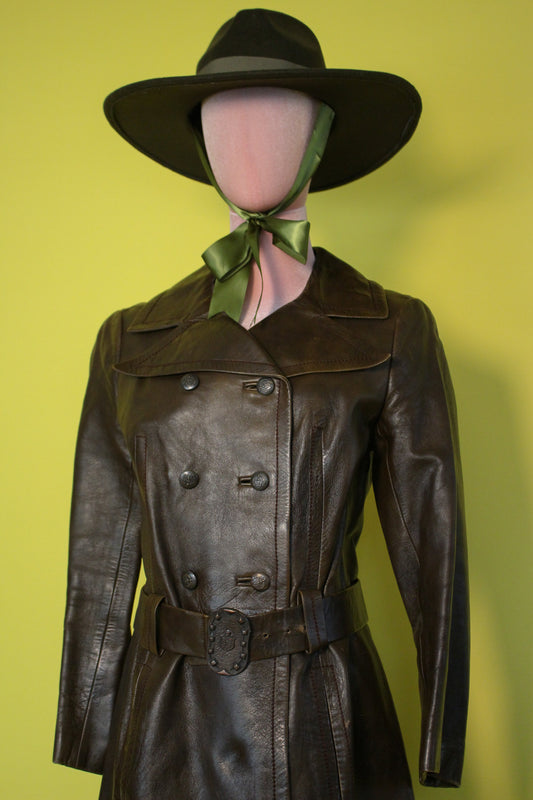 Vintage 60s 70s "Filene's Boston" Made In Israel Brown Leather Coat Best Fits Size M, Possibly L