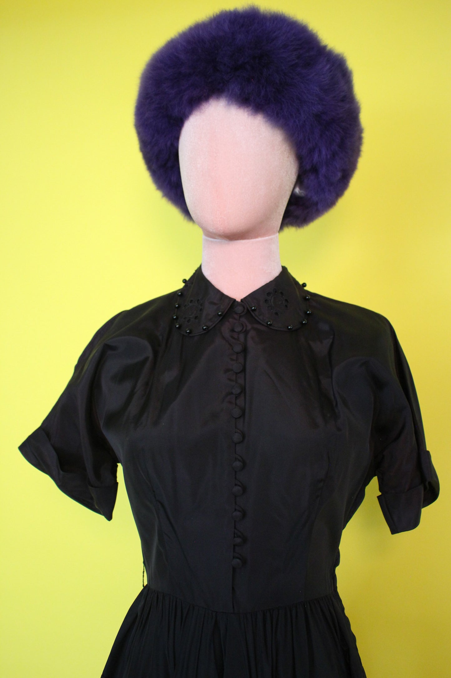 Vintage 50s 60s "Jonathan Logan" Black Peter Pan Collar Dress Best Fits Size XS