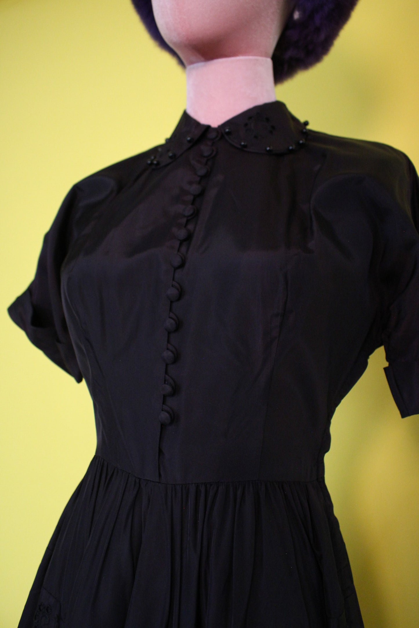 Vintage 50s 60s "Jonathan Logan" Black Peter Pan Collar Dress Best Fits Size XS