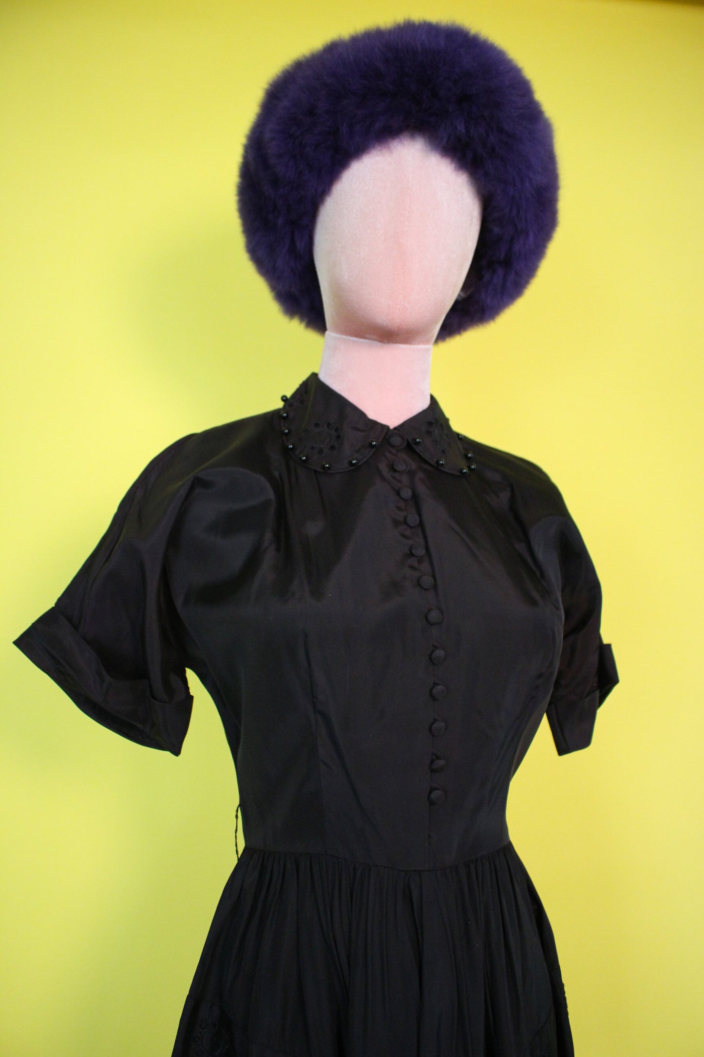 Vintage 50s 60s "Jonathan Logan" Black Peter Pan Collar Dress Best Fits Size XS