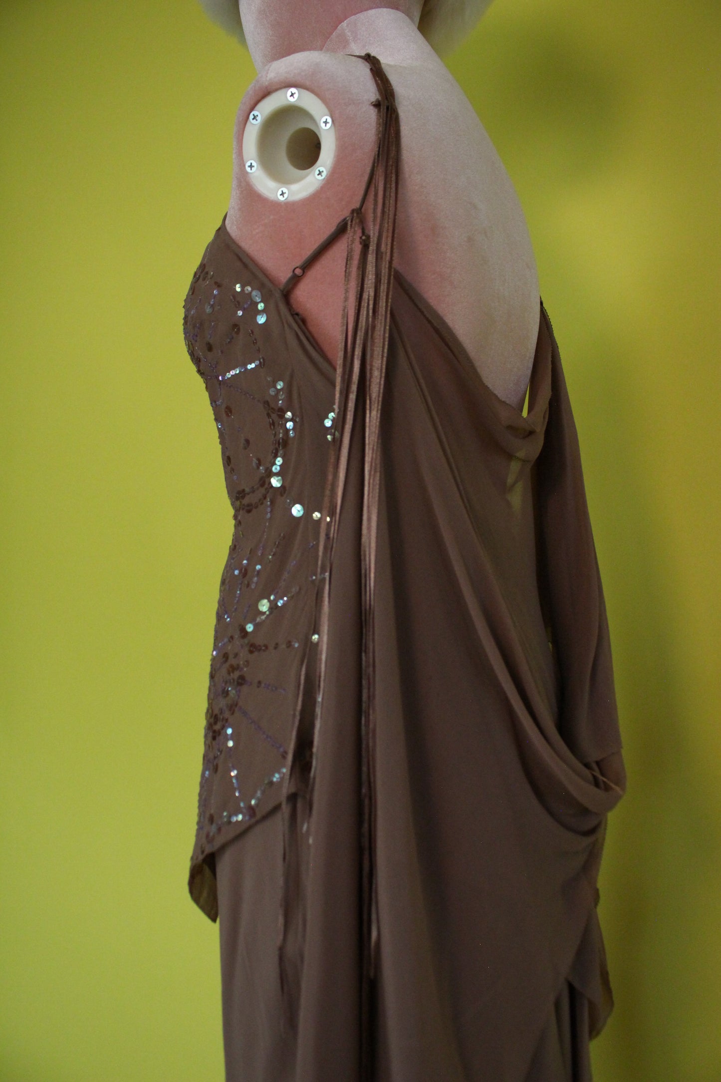 Vintage 90s Y2K "Max Azria Collection" Brown Sequin Dress Best Fits Size S-M