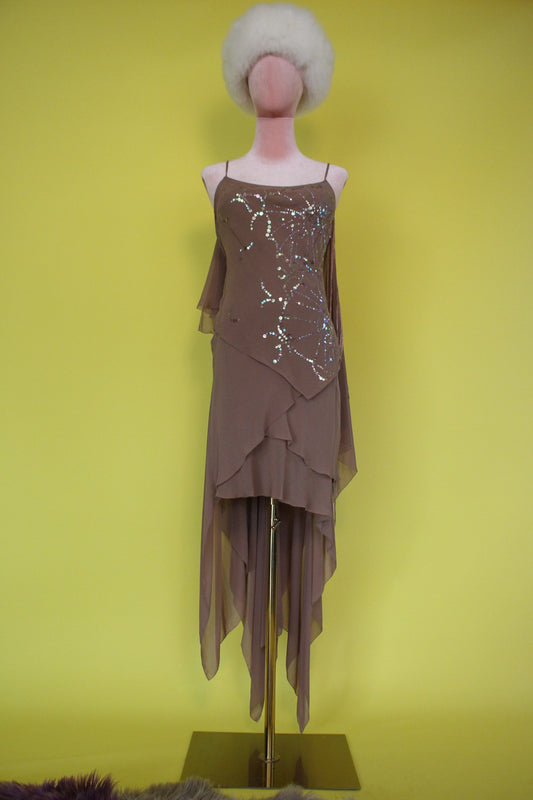 Vintage 90s Y2K "Max Azria Collection" Brown Sequin Dress Best Fits Size S-M