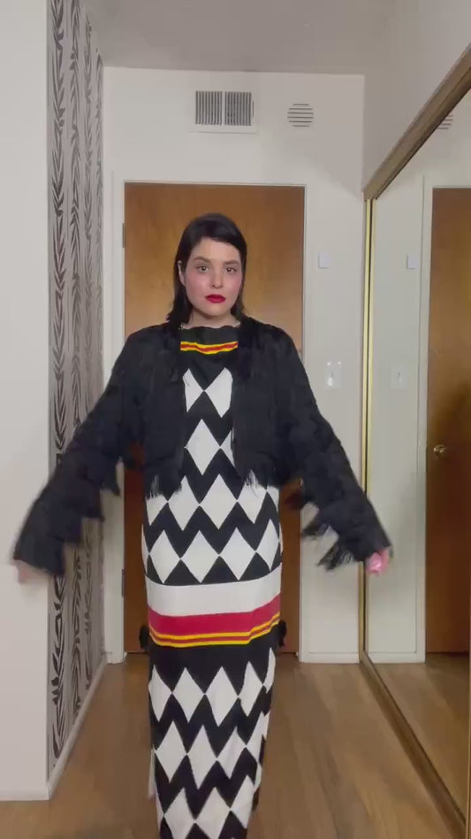 Vintage 80s Black Fringe Bolero Jacket - Fits Most Sizes