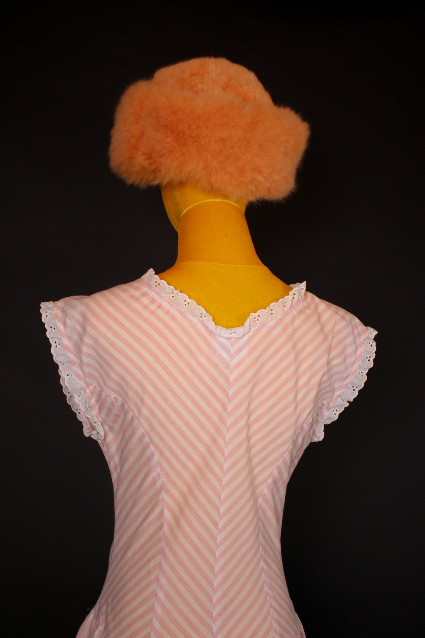 Vintage 80s "Joni Blair of California" Drop Waist Pink and White Striped Dress Best Fits Sizes M