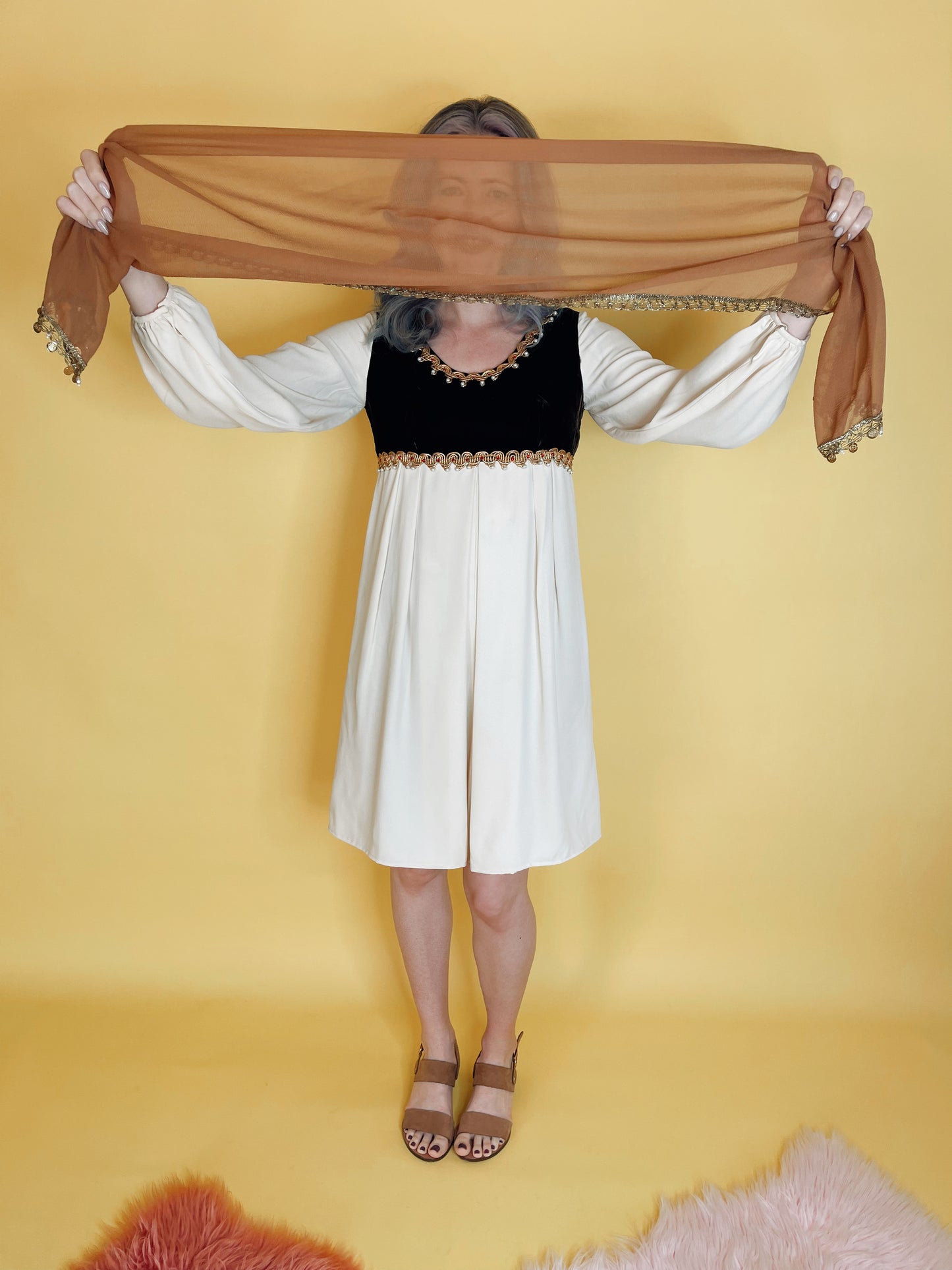Vintage 60s / 70s Renaissance Medieval Velvet Babydoll Dress Fits Sizes S-M