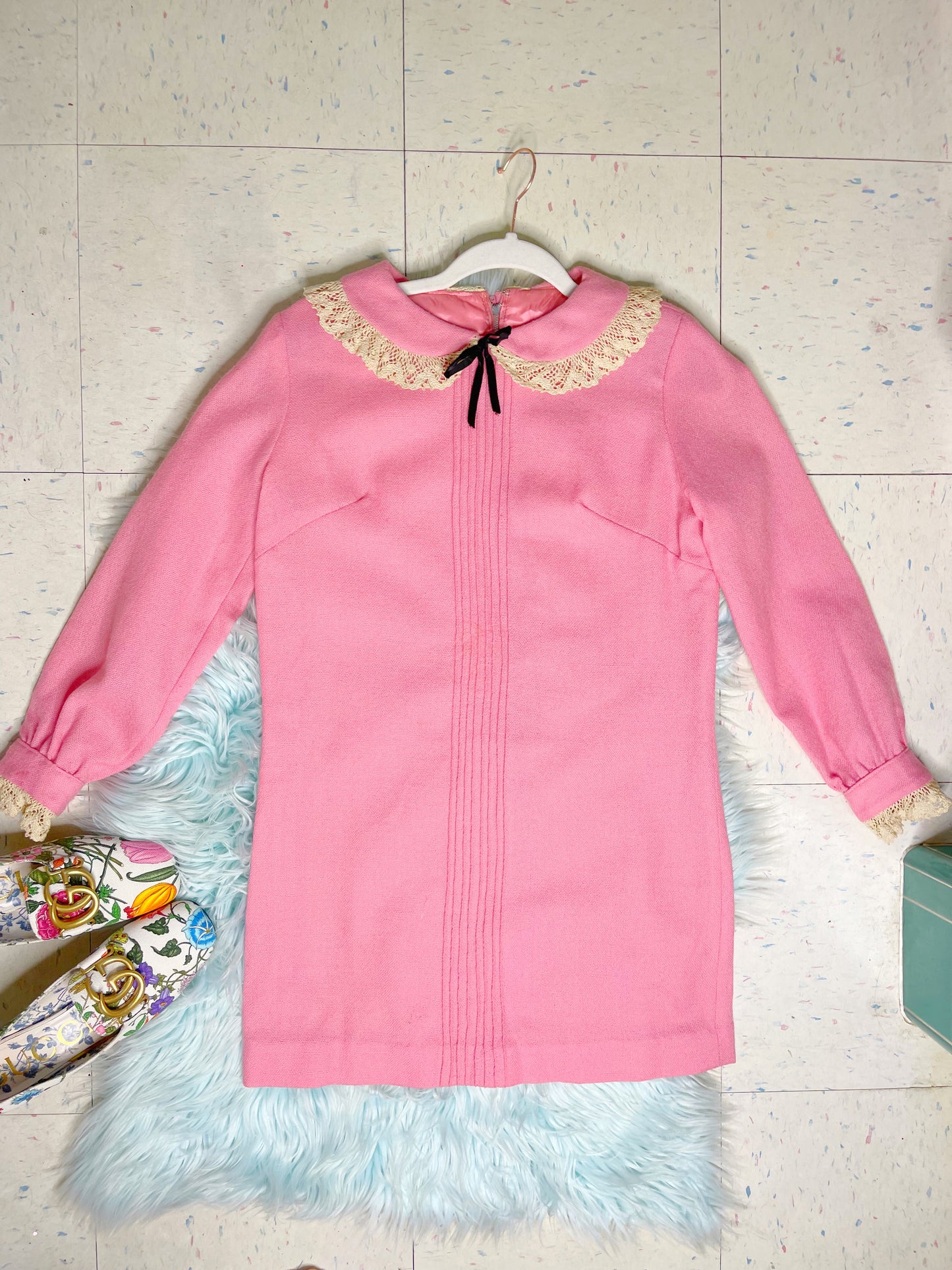 Vintage 60s Bubblegum Pink Mini Dress Fits Sizes XS-SM
