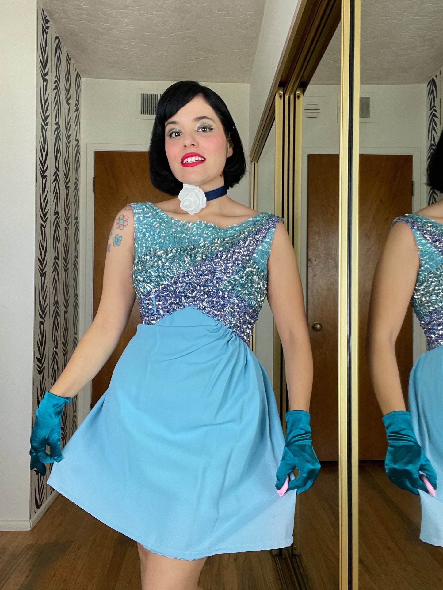 Vintage 60s Ombré Sequins Dress Fits Sizes XS-SM
